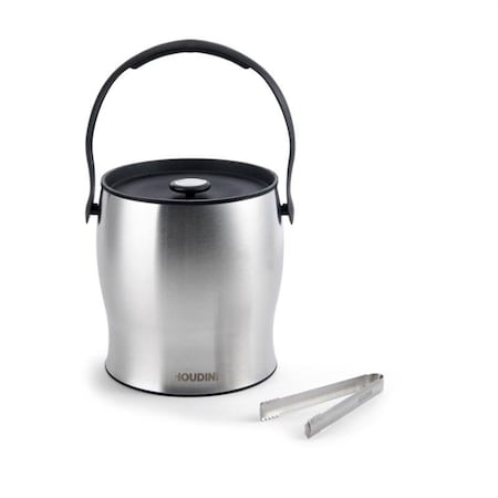 Houdini Houdini 4 qt Black/Silver Stainless Steel Ice Bucket with Tongs 5280993